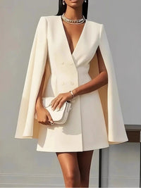 Beach Glam Commuter double-breasted cape-style solid color suit dress Style