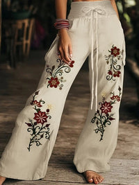 Seaside Glam Women's floral print casual trousers Ensemble