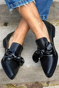 Luxe Bow Accent Flat Loafers
