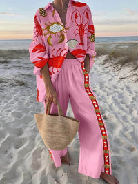 Resort Vibes Unique Chic Undersea World Print Two-Piece Set Fit