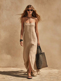 Isla™ | Linen Slip Maxi Dress