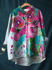 Ella | Vintage Lovely Floral Art Print Casual Shirt