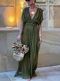 Holiday Mood Kimono Draped Braids Cover Up Slit Maxi Dress Edition