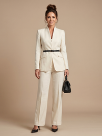 Structured Stand Collar Tailored Suit