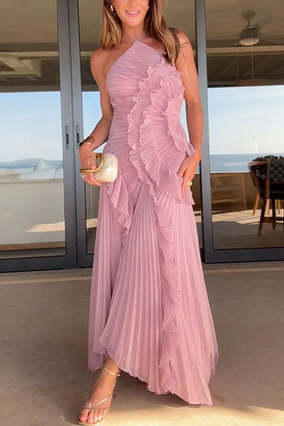 pleated ruffle dress LOOK 1078 Maxi - Ruffles formal events AMUR Strapless Pleated Ruffled Maxi