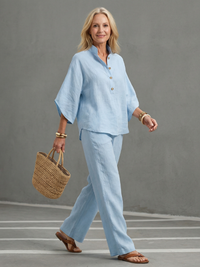 Button Front Tunic Trouser Set