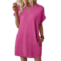 Eve | Fuchsia Slub Pocket Minimal Dress