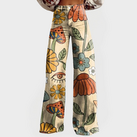 Retro Floral Wide Leg Jeans