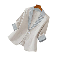 Iris | Classic Long Sleeve Flax Tailored Blazer