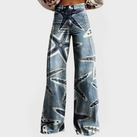 Artistic Starfish Print Jeans