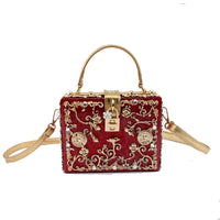 Embellished Floral Top-Handle Clutch