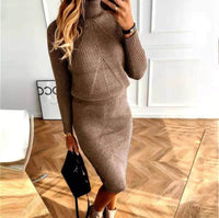 Angela | Elegant Ribbed Turtleneck Sweater Dress