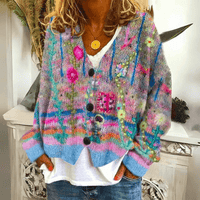 Amy | Soft Floral Button Up Chunky Knit Cardigan for Winter