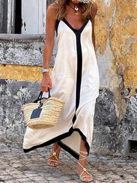 Island Style Lavechic Colorblock Suspender Midi Dress Look