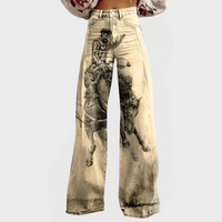 Patterned Stylish Wide Leg Jeans