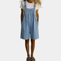 Light Blue Denim Short Overall