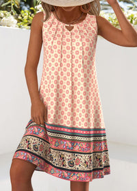 Top Rated Hazel Beige Cut Out Floral Print A Line Sleeveless Wardrobe Essential