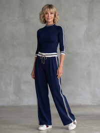 Fitted Long Sleeve Wide Leg Set