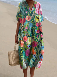 Harjas Blooming Vintage Flower Dress