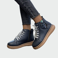 Selma | Orthopedic Leather Ankle Boots with Lace-Up Design