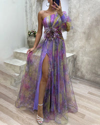 Palm Horizon Orit™ | Asymmetrical One Sleeve Split Dress Coastal Collection