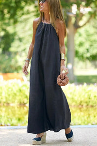 Linen Blend Halter Maxi Dress