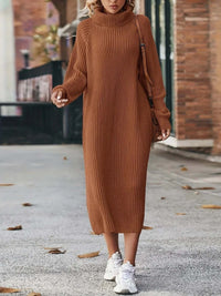 Amy | Soft Knit Turtleneck Midi Sweater Dress