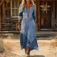 The Rustic Revival Patchwork Maxi Dress