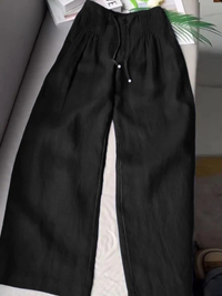 Wide-Leg Linen-Blend Trousers