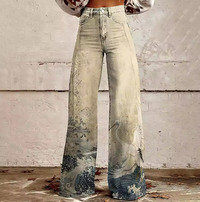 Ondata Wavy Print Bohemian Pants