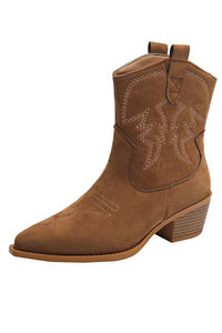 Western Chic Suede Ankle Boots