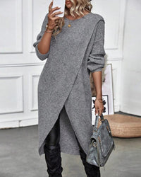 Elowen | Women's Sweater Dress with Asymmetric Wrap Front