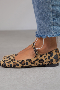 Animal Print Strap Ballet Flats