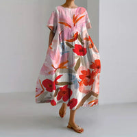 Floral Summer Maxi Dress - Pink