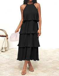 Aurora Pleated Chiffon Midi Dress