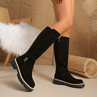 Elara | Black Knee-High Boots with Chunky Sole