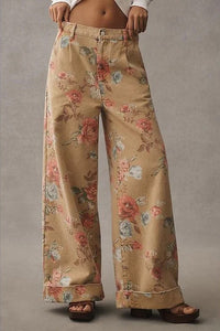 Floral Wide Leg Casual Pants