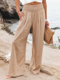 Thaliora Wide Leg Linen Trousers