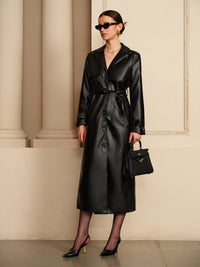 Morgan | Women's Faux Leather Trench Coat