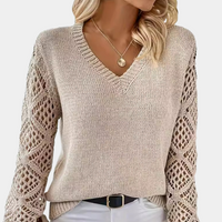 Marina | Stylish V-Neck Sweater with Lace Sleeves