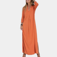 Flowing V-Neck Summer Design Maxi Dress