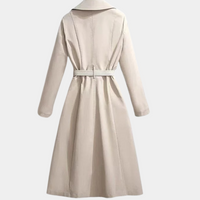 Katherine | Women's Elegant Belted Trench Coat with Draped Scarf Detail
