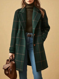 Gabriella | Women's Classic Checkered Coat with Notched Collar