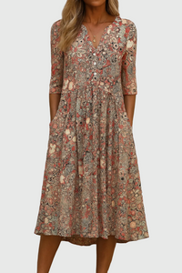 Graceful Mosaic A-Line Midi Dress