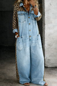 One Piece Denim Shirt Jumpsuit