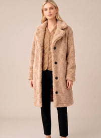 Rebecca | Women's Teddy Coat with Peak Lapels and Button Closure
