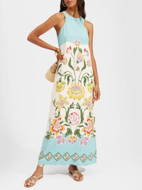 Resort Vibes Exquisite Sunshine Floral Print Sleeveless Midi Dress Fit