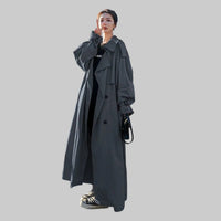 Wendy | Oversized Midi Trench Coat with Double-Breasted Closure and Tie Belt