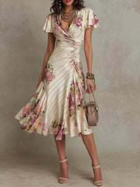 Luxe Elegant Floral Rap Dress