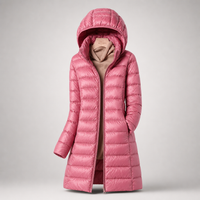 Amelia | Women's Long Puffer Jacket with Hood & Horizontal Quilting